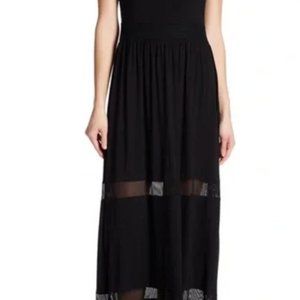 SPENSE Maxi Dress with Mesh Detail | Color: Black SIZE M/M "3/4 length sleeves"